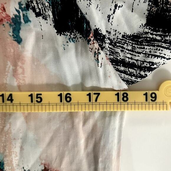 Nine West Abstract Print Tiered Mini Dress Flutter Sleeve M Artsy Boho Festival - Picture 6 of 7